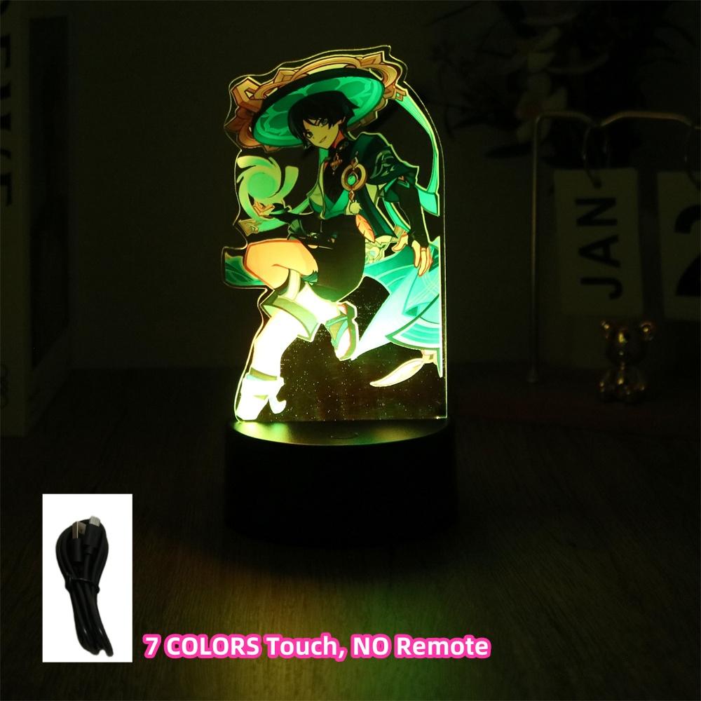 Anime Figures 3D Lamp Zhongli Xiao Genshin Impact LED Night Light Smart Touch Remote RGB Decoration Room Kid Birthday Toys Gifts