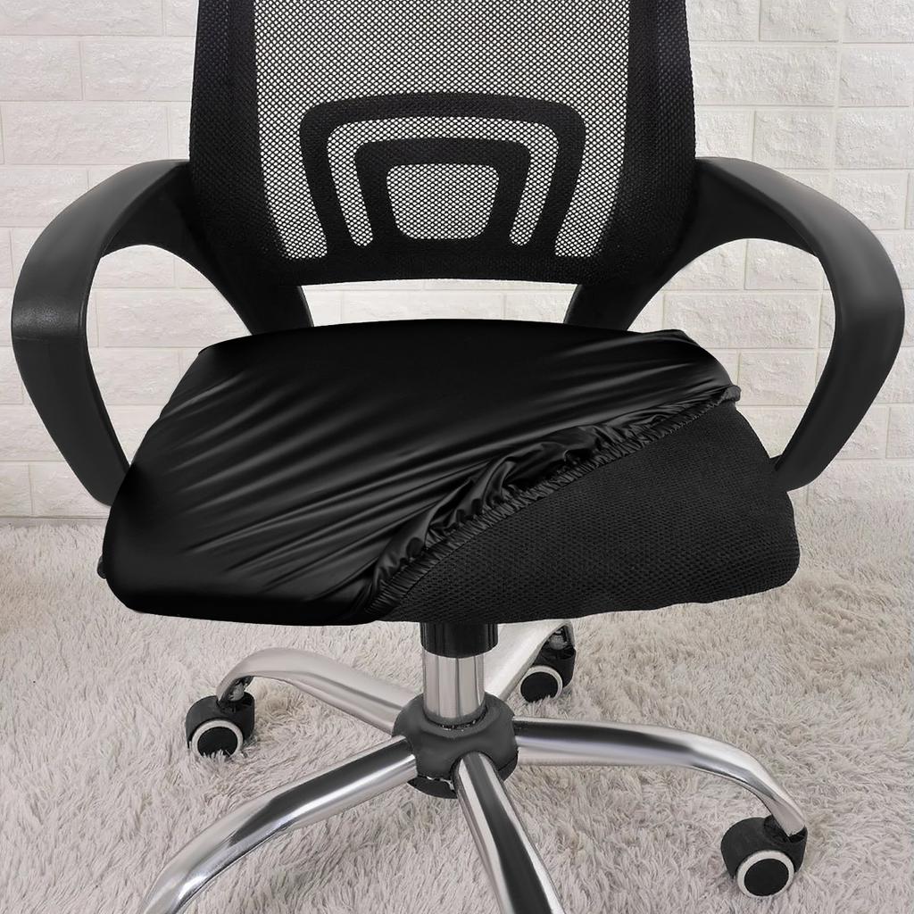 Office Desk Chair Seat Covers Waterproof Oil-Proof PU Leather High Chair Cover Stretch Computer Chair Slipcovers