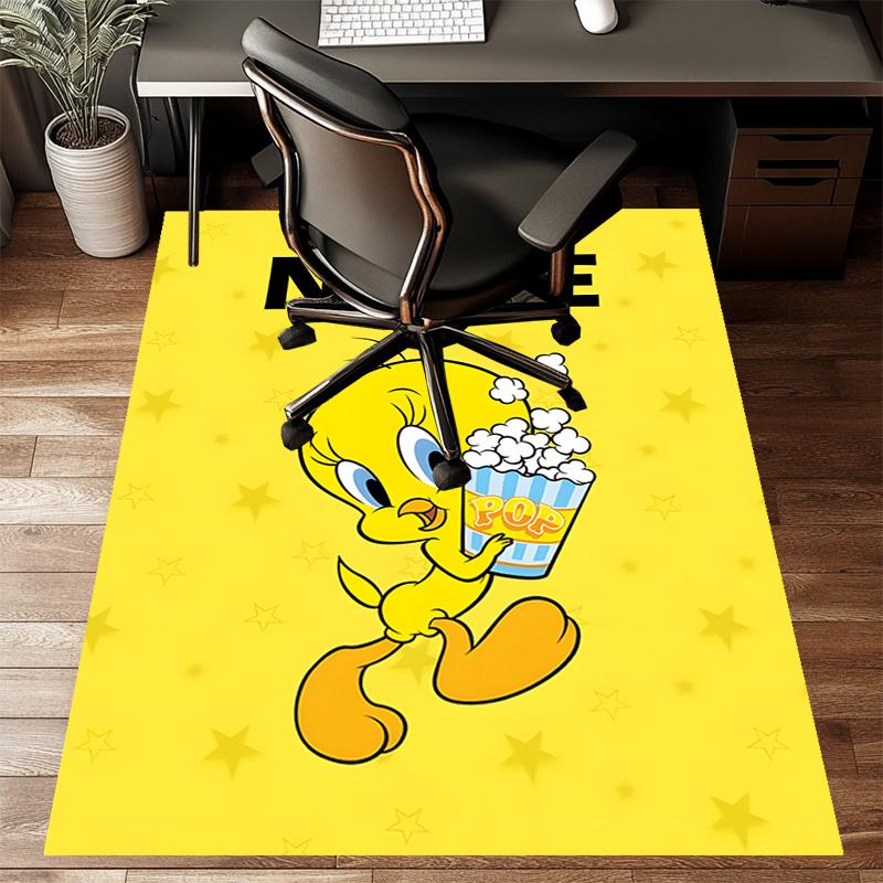 Custom Tweety Mat Personalized Name, Polyester Washable Indoor Entryway Rug, Gift for Christmas, Easter, Thanksgiving Day
