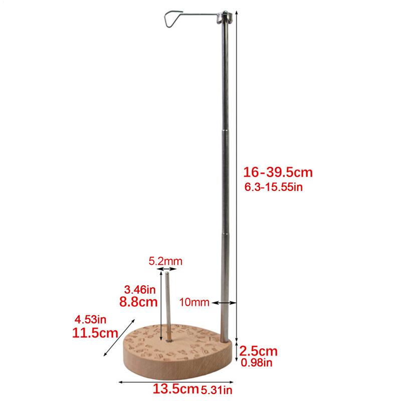 Adjustable Single Thread Spool Holder 6.3-15.5 Inch Height Thread Holder with Wooden Base Spool Holder for Quilting & Embroidery