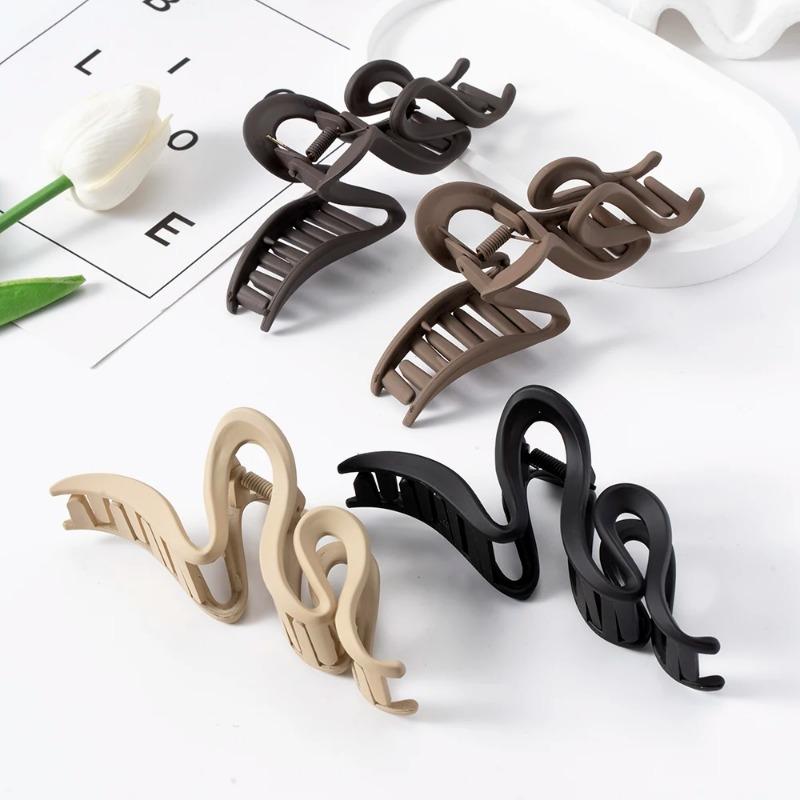 13cm Matte Acrylic Hair Clips for Women Wave Hair Claw Ponytail Holder Girls Hair Accessories Headwear 4 Colors