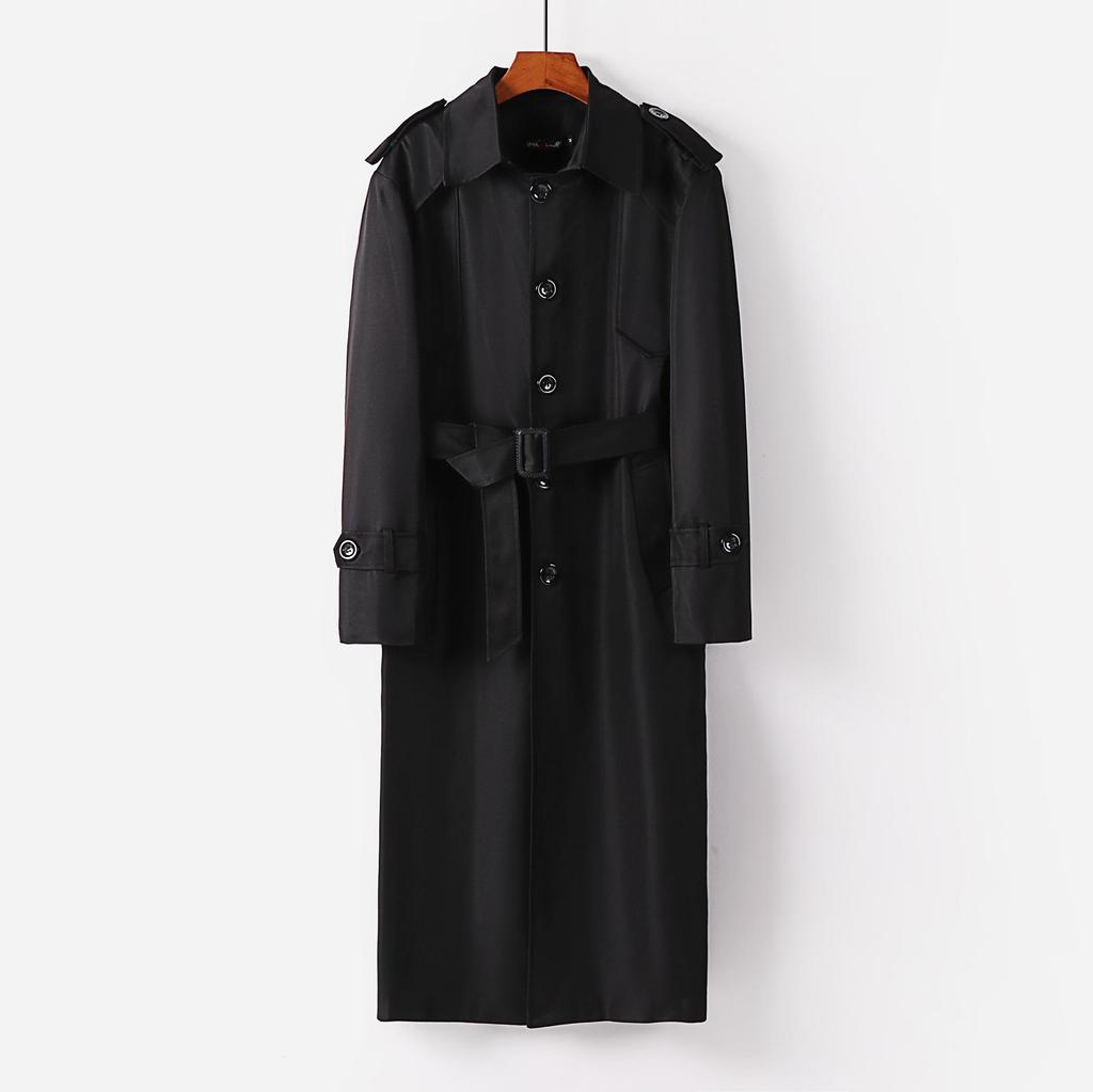Мужской деловой длинный плащ, весна-осень-зима, однобортная британская ветровка, пальто для молодых мужчин