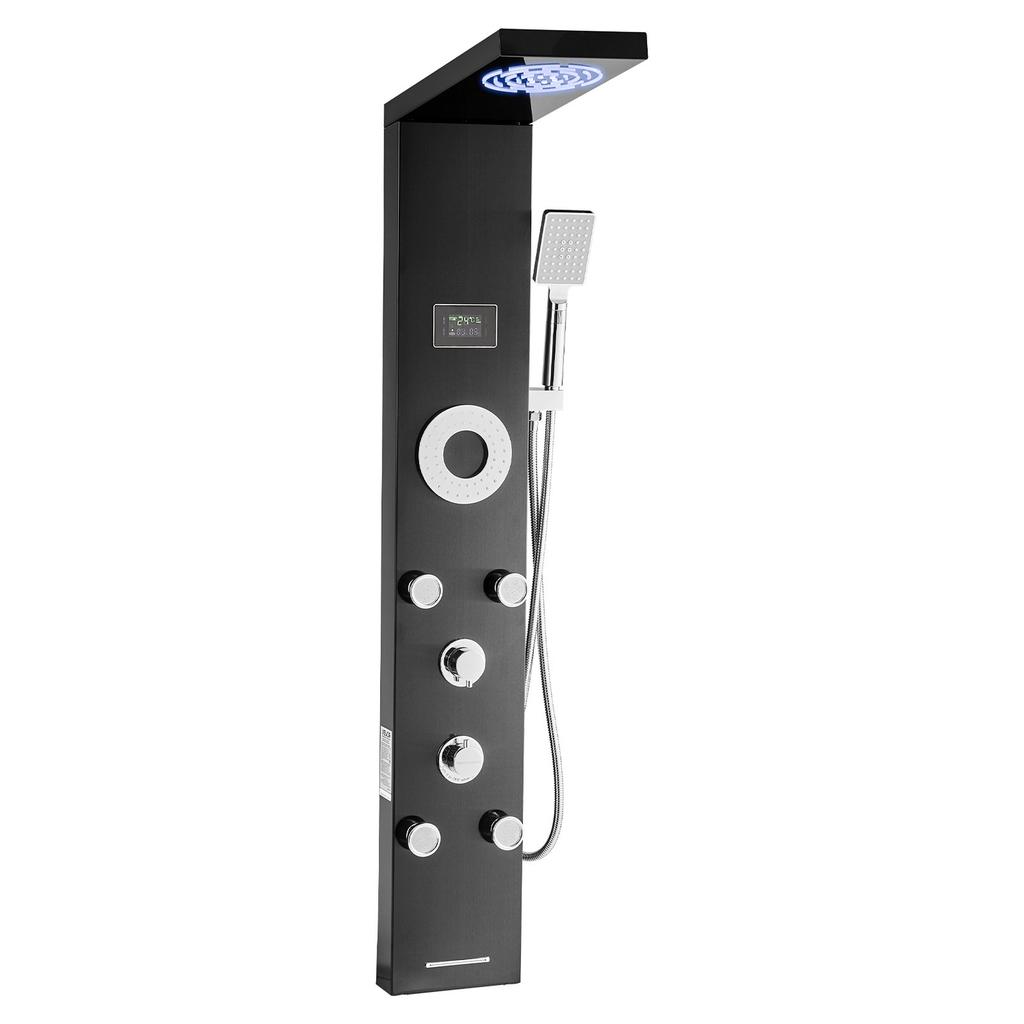 Shower Panel Tower System Stainless Steel Column Rainfall Head Massage Jet