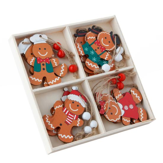 12 шт. рождественский пряничный знак из дерева рождественский имбирный человечек подвесное украшение рождественская елка подвеска для праздничного домашнего декора