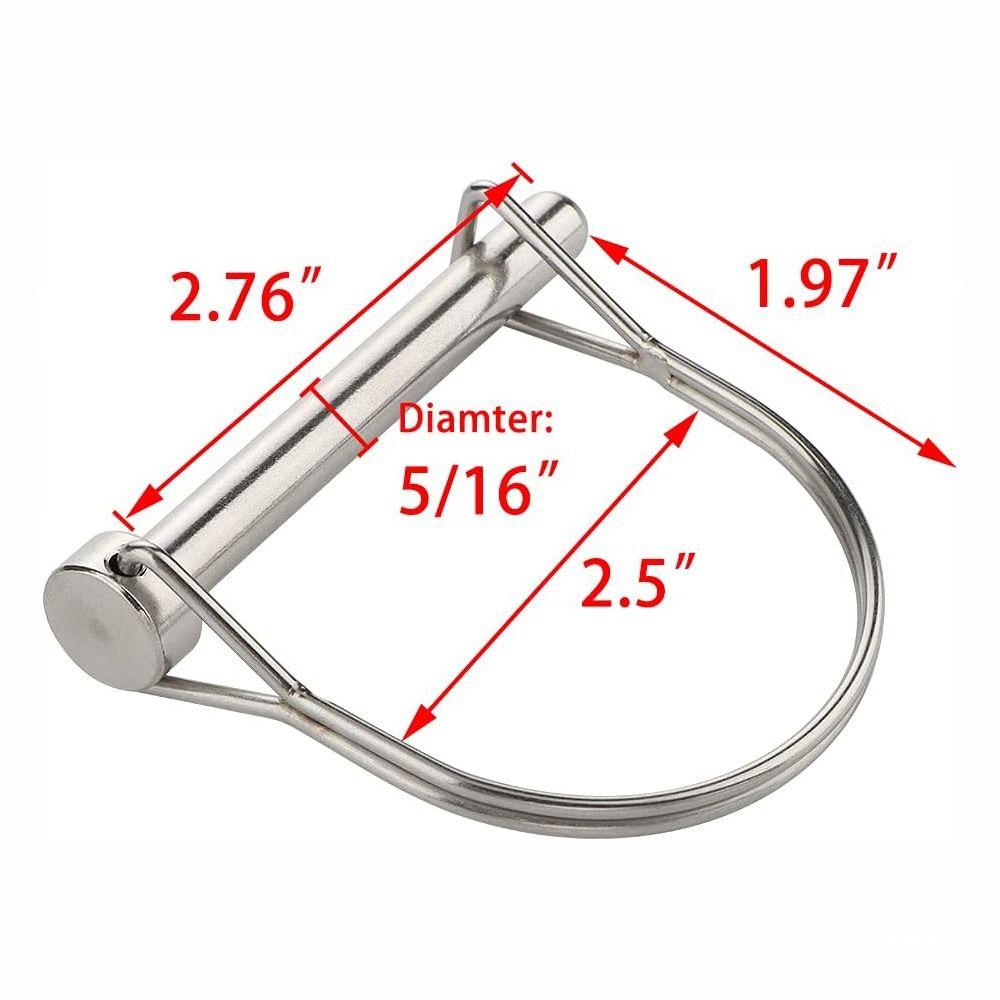 2 шт. D-образный стопорный штифт вала 8 мм x 70 мм, проволочный стопорный штифт, сверхмощная пружинная пряжка, штифт для сельскохозяйственных прицепов