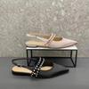 2024 New Hot Selling Crystal Sandals Women's Fashion Pointed Toe Sling-Heel Mules Women's Comfortable Flat Dress Sandals
