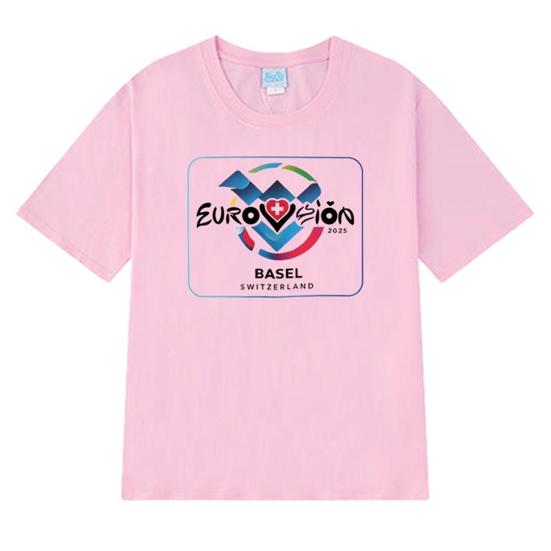 Eurovision Song 2025 Basel Switzerland short sleeve Tshirts Unisex Women Fashion Oversized clothing Unisex 100 Cotton T shirt Top