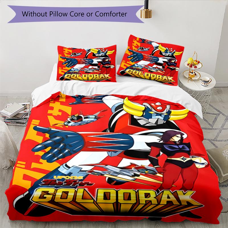 3pcs UFO Robot Grendizer3 Design Cover Set - HD Printed Bedding with 1 Cover and 2 Pillowcases - Perfect for Home and Dorm Decor