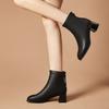 2025 новые весенне-осенние ботинки с круглым носком женские на толстом каблуке из мягкой кожи на среднем каблуке тонкие ботинки осенне-зимняя женская обувь модные ботинки