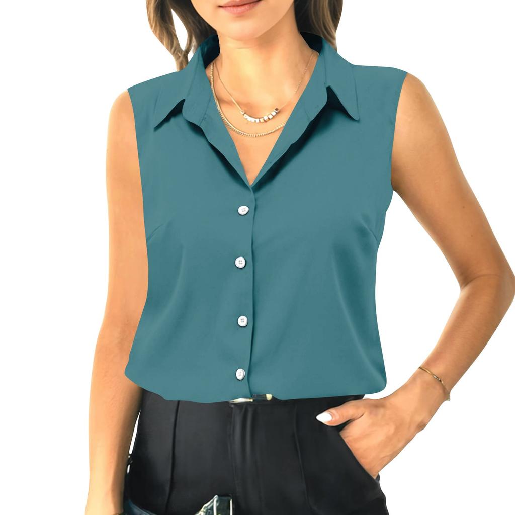 Женский летний свободный топ без рукавов с воротником-стойкой