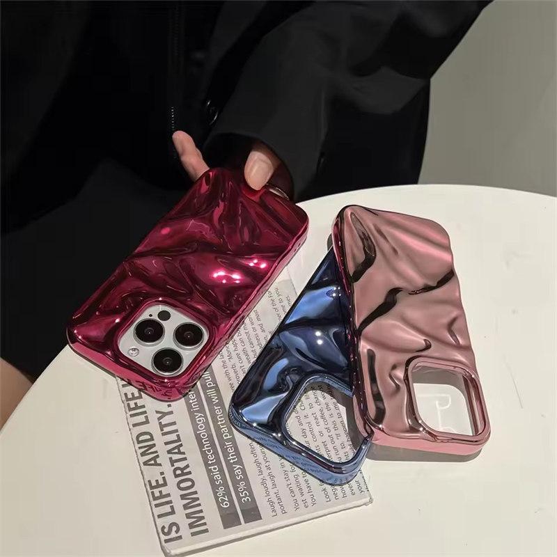 Чехол для телефона с 3D-дизайном в виде глянцевой волны для iPhone 16, 15 Pro Max, 14 Plus, 13, 12, 11 — защита камеры и ударопрочная задняя крышка