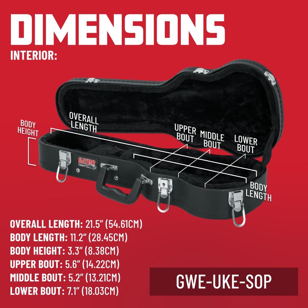 GATOR Hard Case for Ukulele GWE Series Plywood Tolex Laminated Size Black GWE-UKE-SOP (Soprano Compatible) []