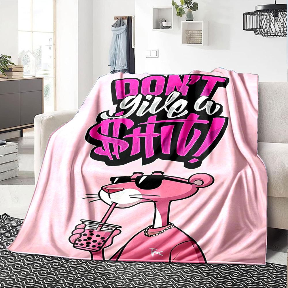 1pc Pink Panther Themed Printed Soft and Comfortable Home Blanket, Small Throw Blanket, Nap Blanket, Suitable as a Gift l049