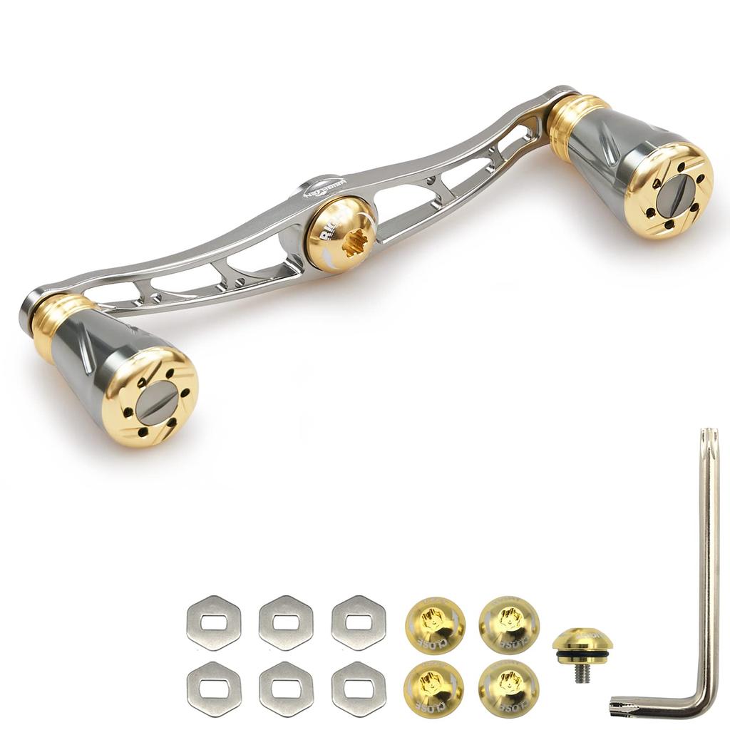 HEIGHTEN 115mm Reel Handle for Shimano Daiwa Abu Garcia General Baitcasting Reel Pillar Series (Gold & Gunmetal) (158)