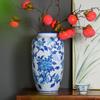 Elegant Blue and White Porcelain Vase: Retro Ceramic Ornament for Living Room Flower Arrangements