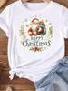 (Asian Size) New Year Women's Top T Tee Lovely Sweet Merry Christmas Festival O-neck Clothing  Print Fashion Ladies Graphic T-shirts