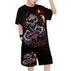 Лето 2025 года, новый повседневный комплект из футболки и шорт Comfort Boys с принтом ужасов и черепа на 3D-принте