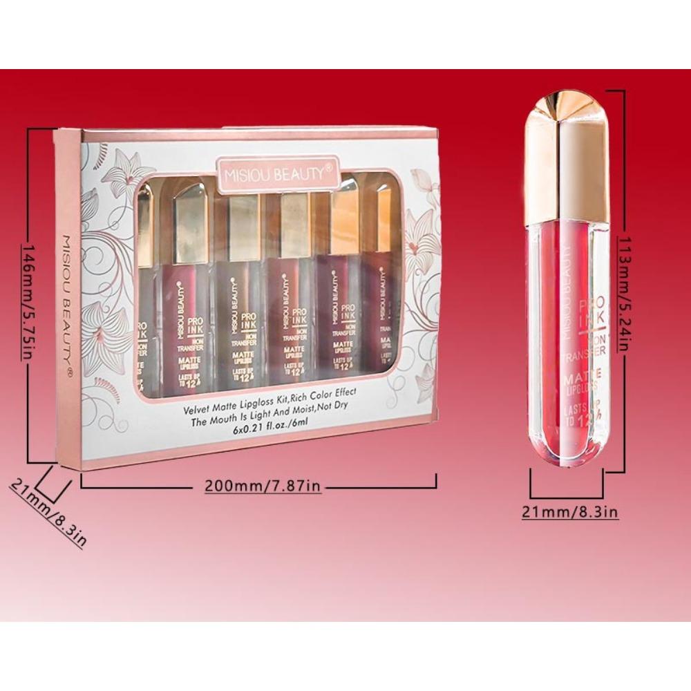 Стойкая увлажняющая, невыцветающая, антипригарная губная помада Misiou Beauty, матовый матовый блеск для губ, подарочный набор из шести предметов