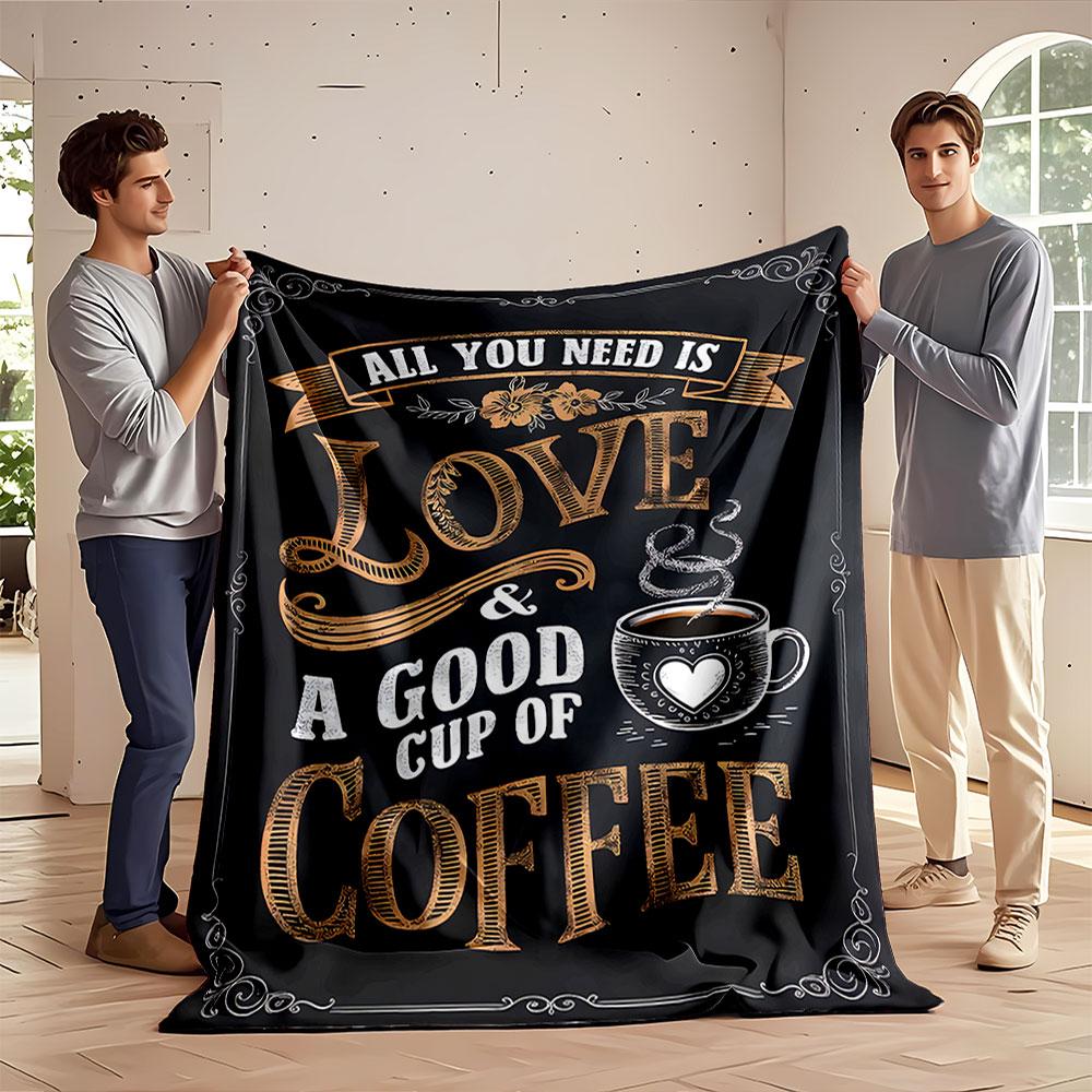 Love & Coffee Blanket Design for all seasons blanket lunch break throw gift