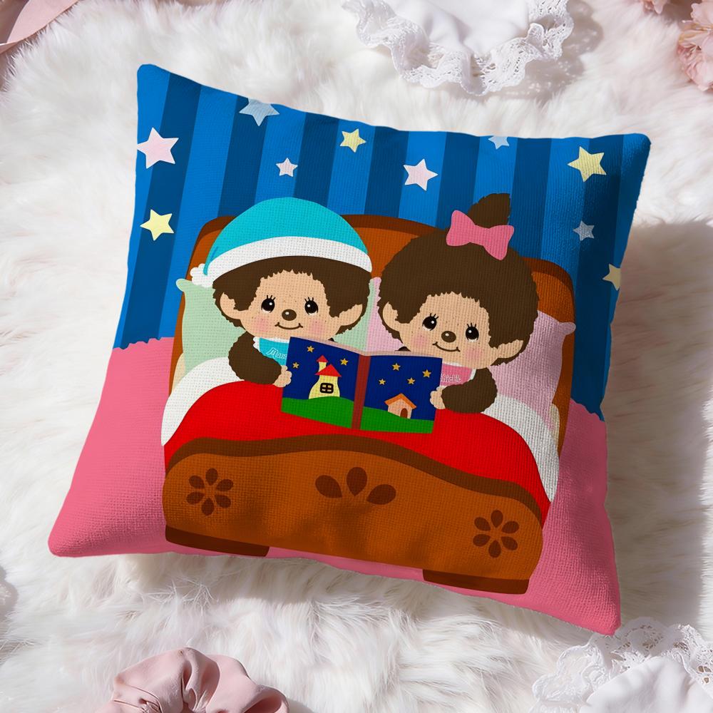 Мультяшная наволочка Monchhichi Премиум-комфорт Двусторонняя наволочка - Дизайн «Два в одном» для любой комнаты и салона автомобиля