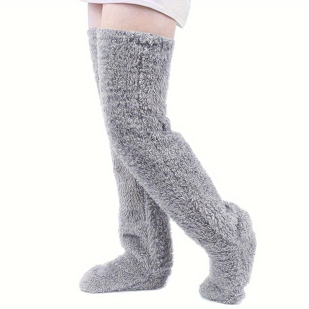 Thick Goose Down Leg Warm Knee Pad Socks Pregnant Women Elderly Cold Leg Teddy Bear High Long Floor Socks Warm Feet