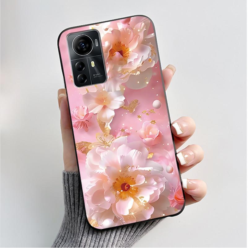 Чехол для ZTE Blade A72S A7050 Чехол-книжка для ZTE Blade V41 Роскошный модный с бабочкой и цветами Силиконовый мягкий черный бампер из ТПУ