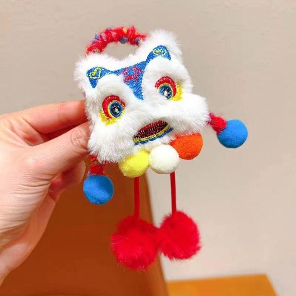 Ponytail Holder New Year Hair Rope Tassel Plush Elastic Hair Band Lion Awakening Headwear Female