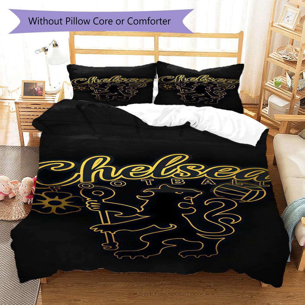Chelsea FC football RugPattern Bedding Quilt Set Quilt Cover Pillowcase Home Decoration Birthday Gift (1 * duvet cover + 2 * pillowcase, without core)
