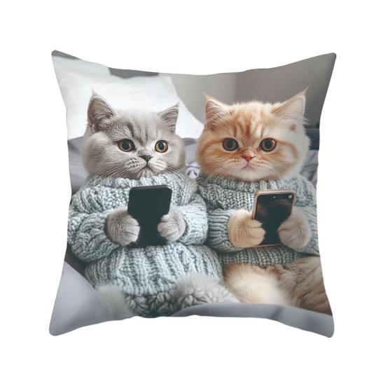 Милый чехол на декоративную подушку с кошкой, с принтом мультяшного животного, наволочка для диванной подушки для дивана, спальни