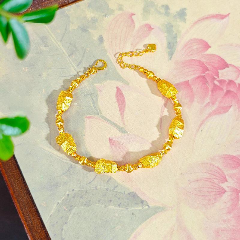 Broken Gold Ball Striped Bracelet, New Chinese Retro Guochao Bracelet, Light Luxury and Versatile Temperament Jewelry
