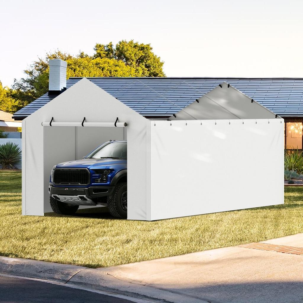 Carport Replacement Canopy Cover Side Wall 10 x 20 ft, Garage Tent Shelter Tarp Heavy-Duty Waterproof & UV Protected, Easy Installation with Ball