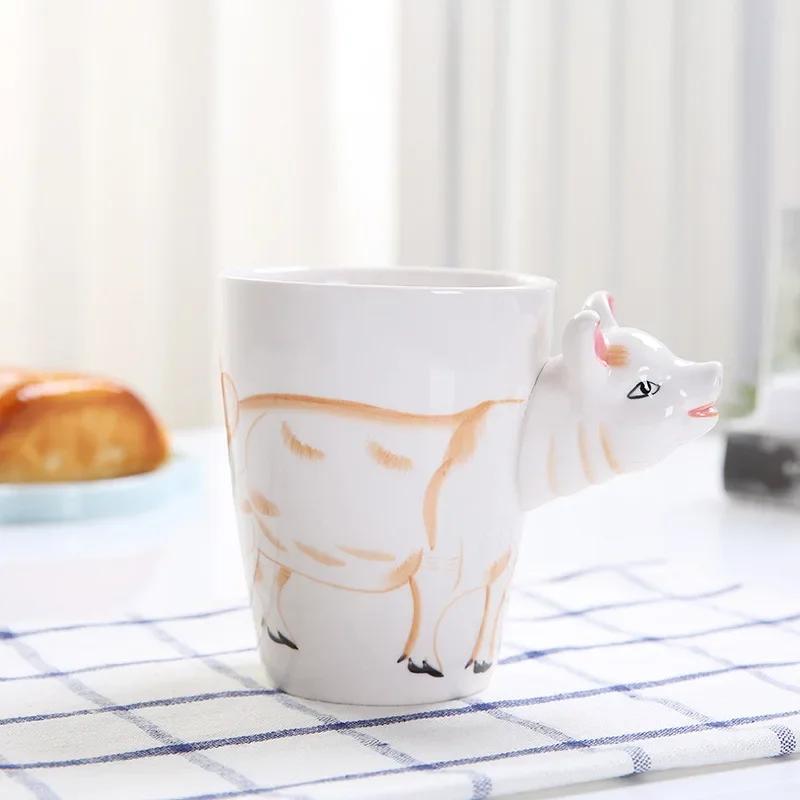 3D трехмерная чашка для воды с изображением животных из мультфильма, высокотемпературная керамическая кружка для молока, кофе, чая, детей, кружка для воды, домашняя кружка