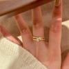 Open Ring Italian Luxury Brushed Trio Stackable Women Ring with Micro Inlay Elegant and Versatile