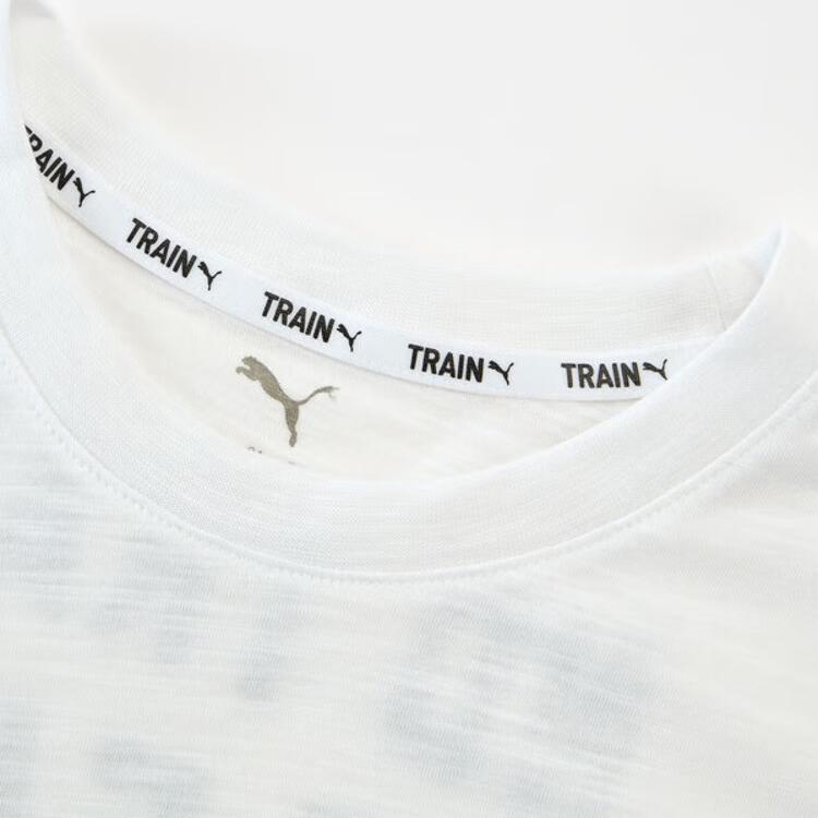 Puma Графическая эмблема Спортивная повседневная тренировочная футболка с коротким рукавом Дышащая Мужские топы Белый 525099-02