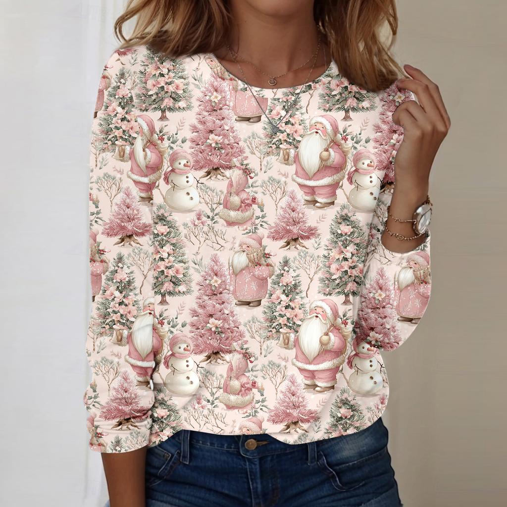 Long Sleeve Shirts For Women Cute Print Graphic Tees Blouses Casual Plus Size Basic Tops Pullover