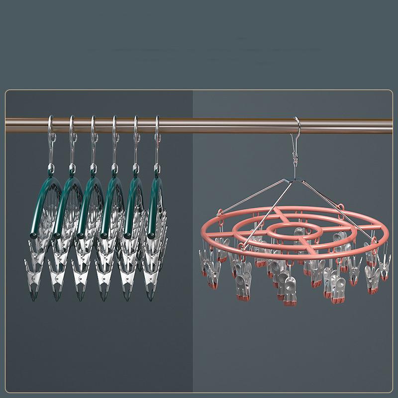 Drying Hanger for Laundry Stainless Steel Metal Multifunctional Waterproof Clothes Hanger with Clips Underwear Socks Hat Hanger