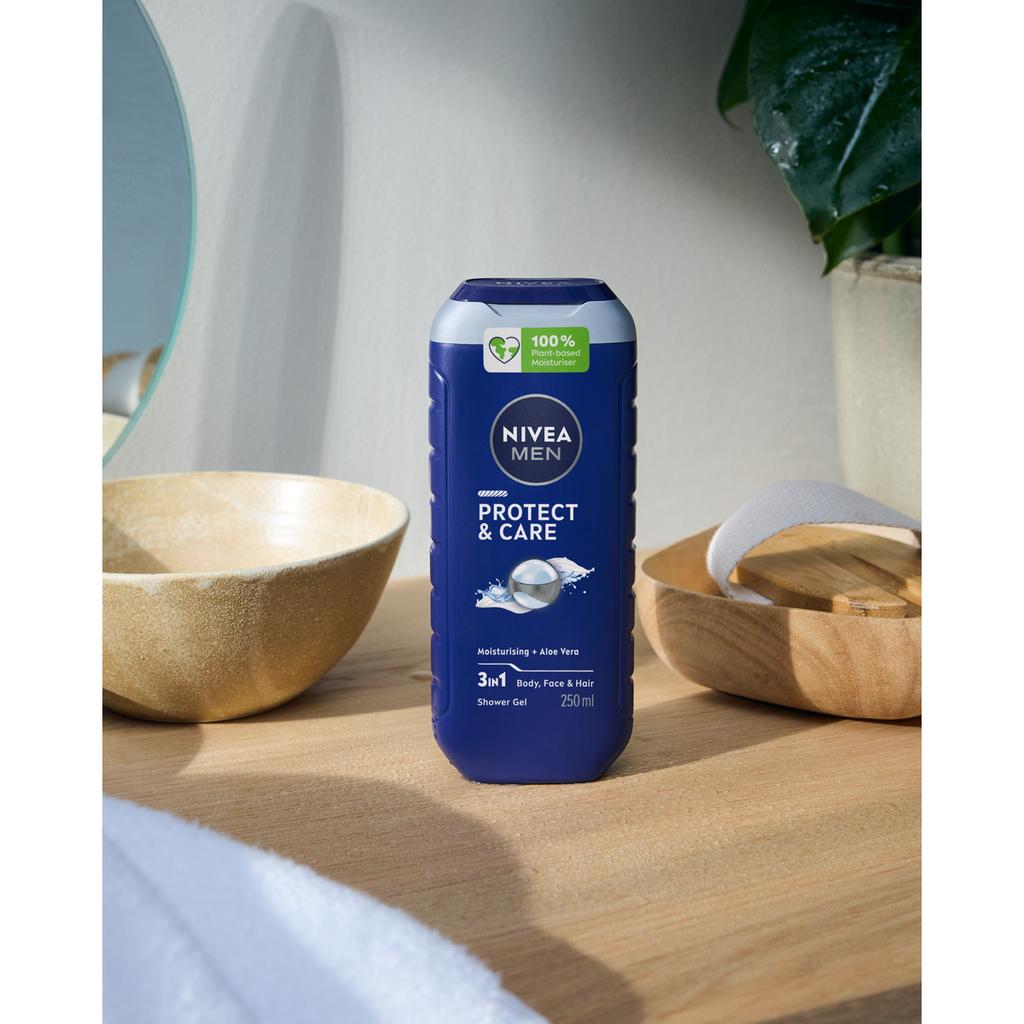 Nivea Men Protect & Care 3W1 Żel Pod Prysznic Męski Do Twarzy, Ciała I Włosów 250 Ml