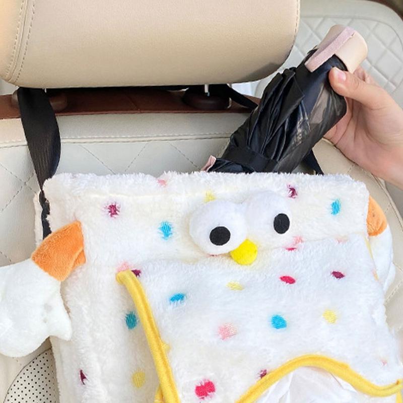 Car Tissue Holder Cute 2 In 1 Cartoon Car Trash And Tissue Holder Soft Plush Fashion Car Multifunctional Tissue Box And Trash