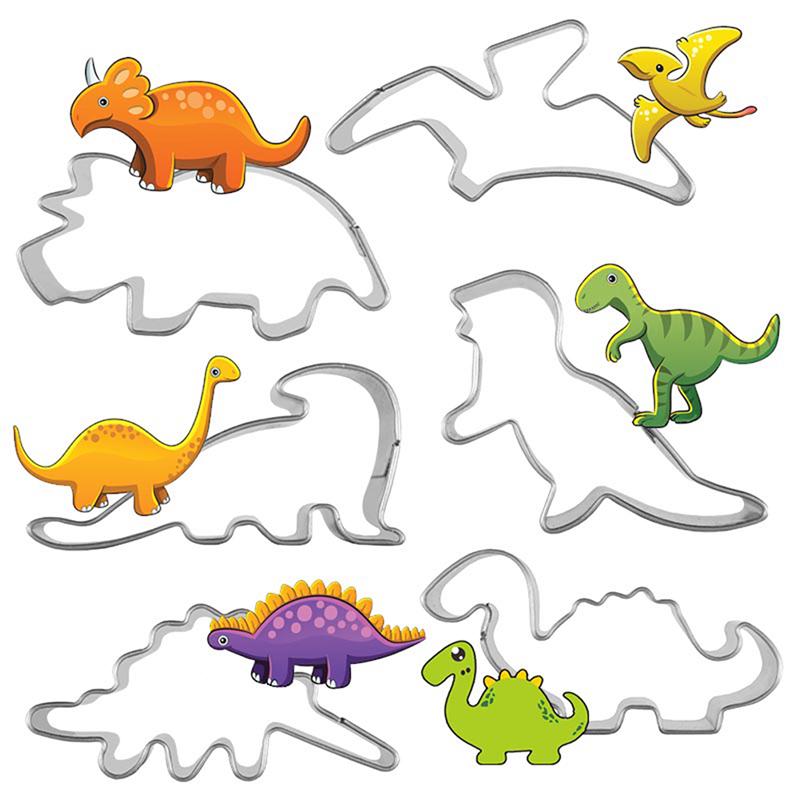 6Pcs Stainless Steel Dinosaur Shape Pastry Cookie Biscuit Cutter Cake Decor Mold