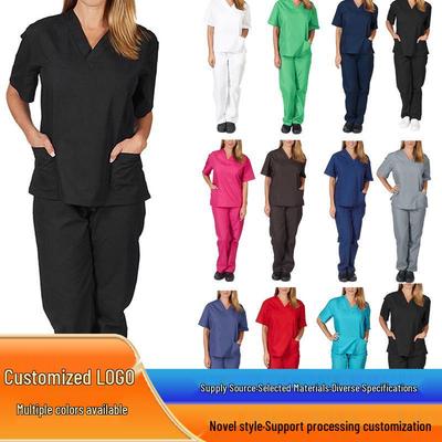 Женский комплект с коротким рукавом - футболка, униформа медсестры, хирургический халат, изоляционный халат, рабочая одежда.