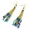 [N3572] - Золотисто-синие дизайнерские серьги «Алтай»