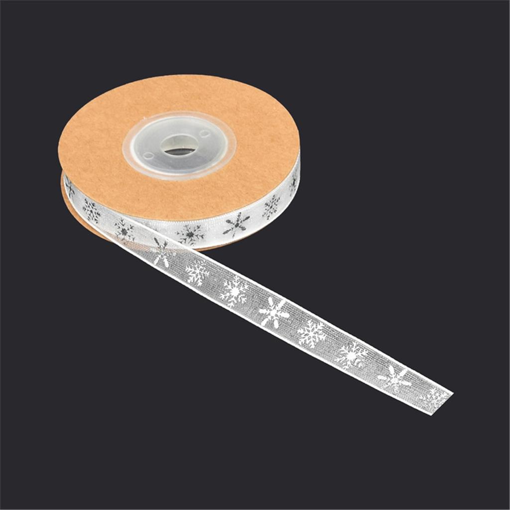 Рождественская полиэстеровая лента праздничное украшение лента со снежинками сезонная лента для упаковки подарков и украшения елки
