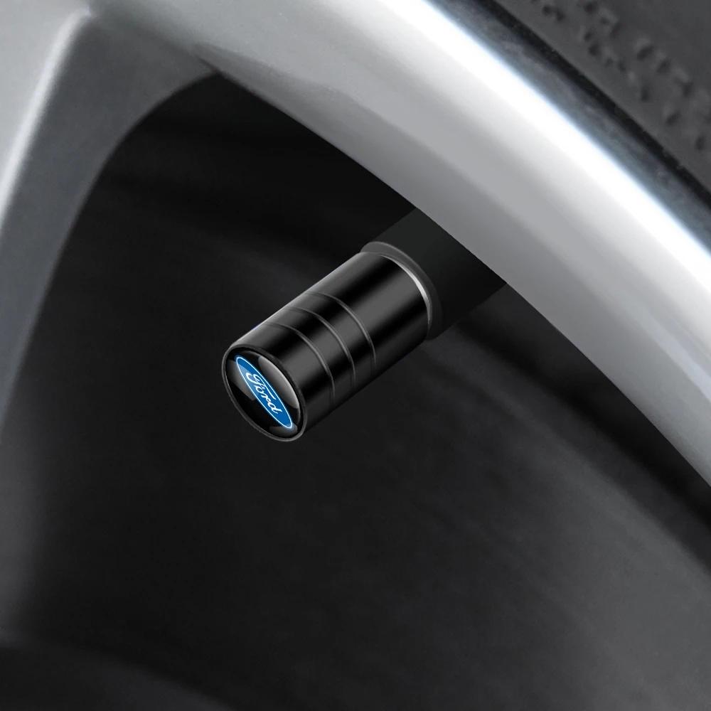 Car Sticker 2026 Ford 4pcs Metal Car Styling Wheel Tire Valve Air Stem Cap Covers For Ford Ranger Focus Kuga Mustang S-MAX Trans