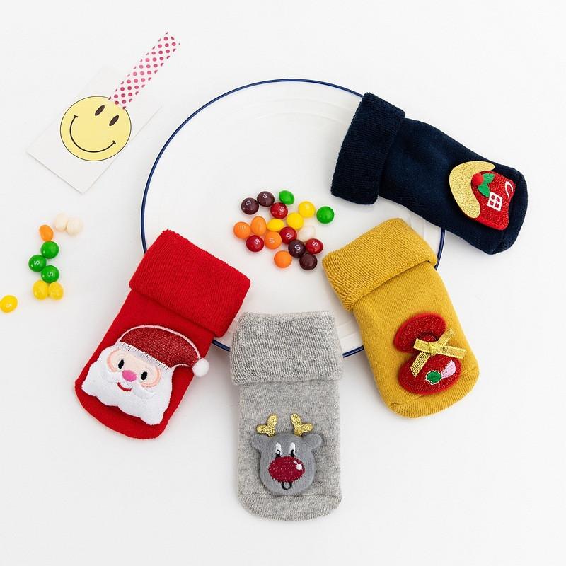 0-3Years Winter Infant Baby Boys Girls Socks Anti Slip Cartoon Thick Warm Christmas New Year's Socks Newborn Accessories