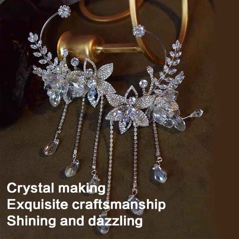 Кристаллы Свадебная Повязка на Голову с Цепочкой на Лоб Регулируемая Свадебная Корона/Серьги-подвески Ювелирные изделия для Фотографии и Церемонии