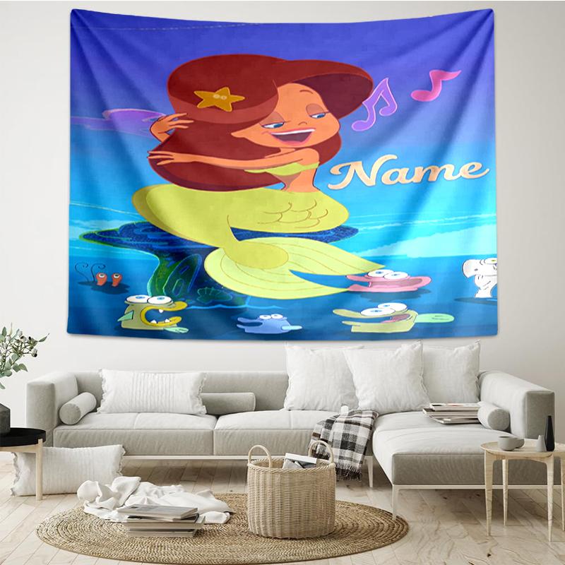Custom Name Zig & Sharko Print Tapestry, Backdrop, Easy Setup, Ideal for Bedroom, Office & Living Room, with Aesthetic Wall Hanging Decor.