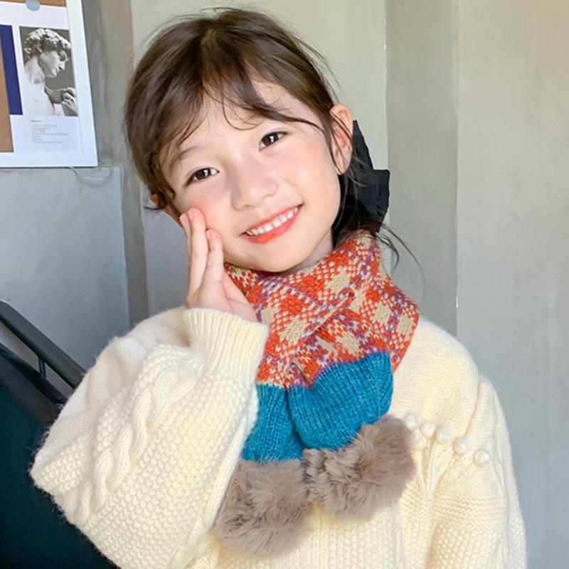 Уютный вязаный шарф в клетку для детей - теплый, ветрозащитный и милый шейный платок для мальчиков и девочек