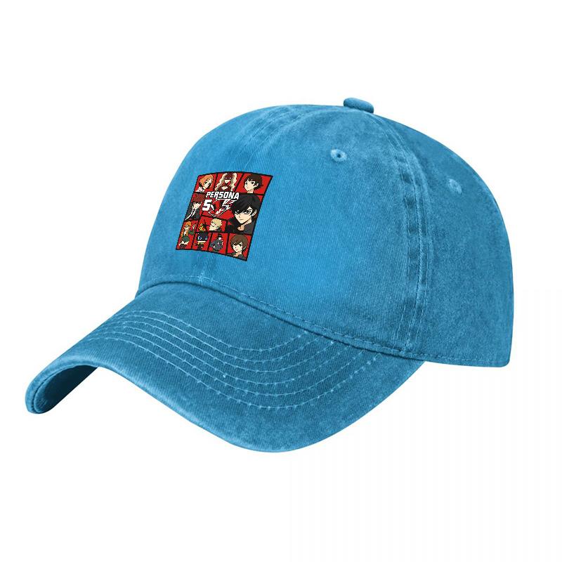 Persona Comic Panel Washed Cotton Baseball Cap Unisex Adjustable Snapback Hat for RPG Fans