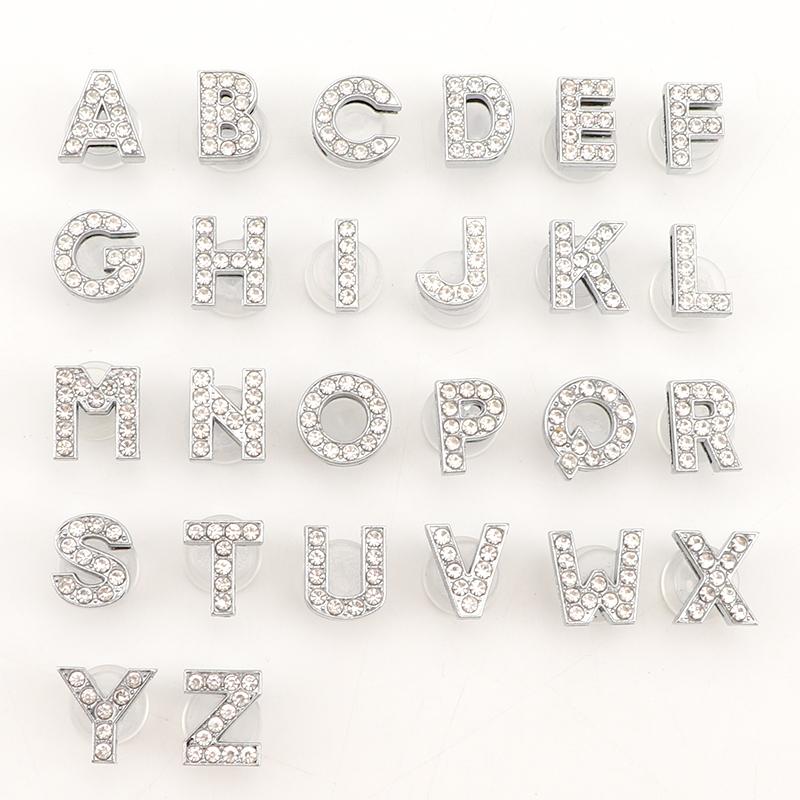 1 шт. Шармы для обуви Блестящие Стразы Буква Кристалл Алфавит Шарм для обуви Украшения Ювелирные изделия Слайдер Браслет Наручные повязки Аксессуар