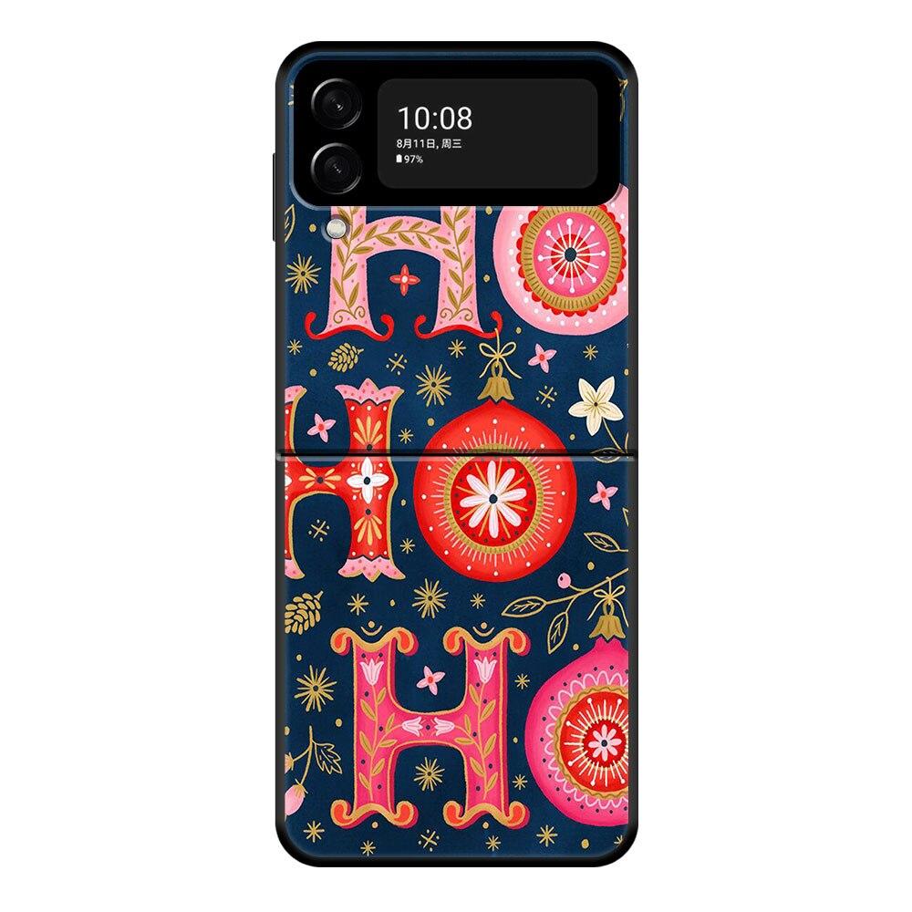 Веселый рождественский Санта-елка милый чехол для телефона Samsung Galaxy Z Flip Z Flip3 5G Z Flip4 жесткий матовый чехол из ПК
